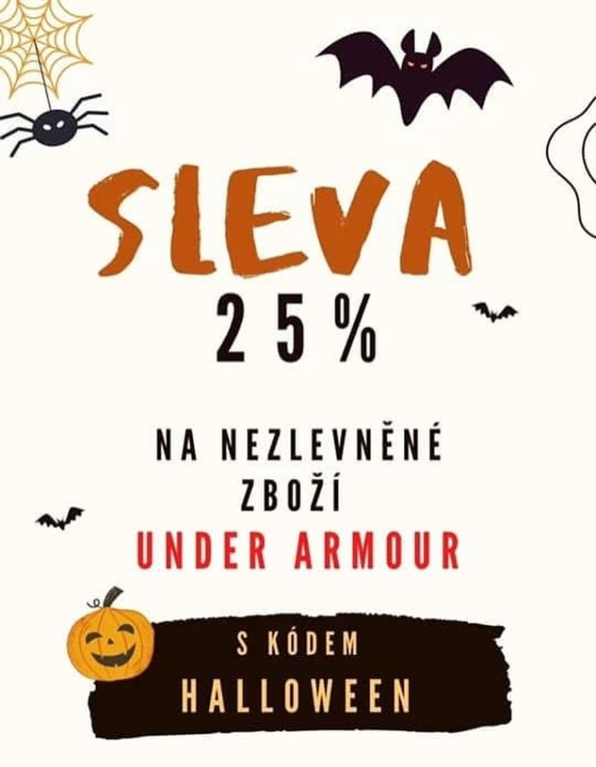 Akce na Under Armour Halloween💀25% sleva na nezlevněné zboží🎃👻 27.10. - 2.11. kód: Halloween. #halloweeen #akce #sale...